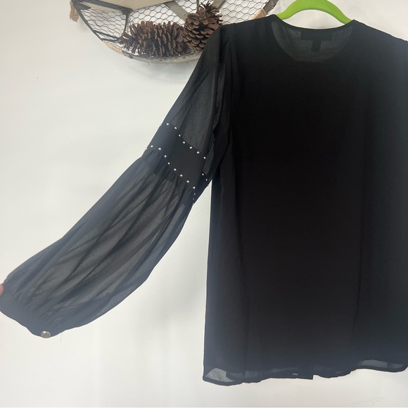 Michael Kors Black HT Button Thru Long Sleeve Blouse - Picture 9 of 9